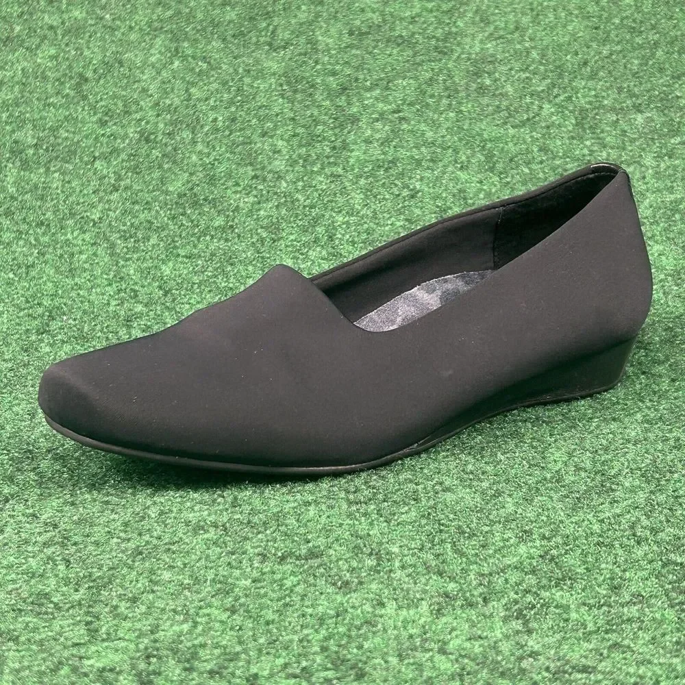 Vionic Powell Demi Wedge Loafer Black Orthaheel Slip on Shoes Womens 10 Low Heel